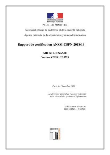 Rapport De Certification ANSSI-CSPN-2018/19
