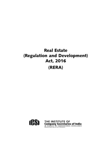 Real Estate (Regulation And Development) Act, 2016 (RERA)