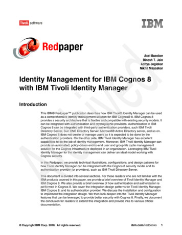 Identity Management For IBM Cognos 8 With IBM Tivoli Identity Manager