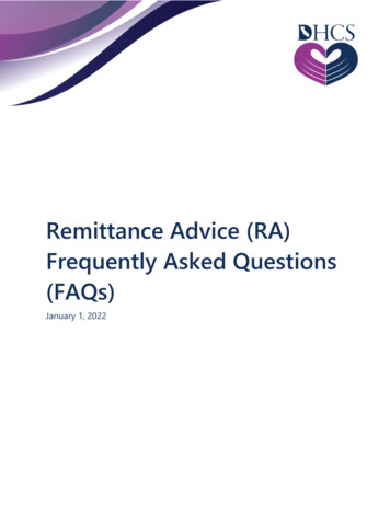 Remittance Advice (RA) Frequently Asked Questions (FAQs)
