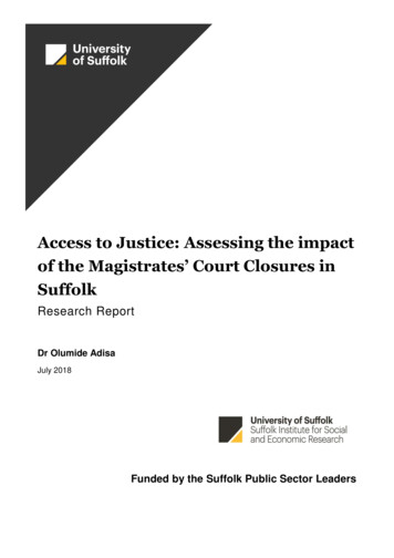 Research Report Access To Justice Final - University Of Suffolk