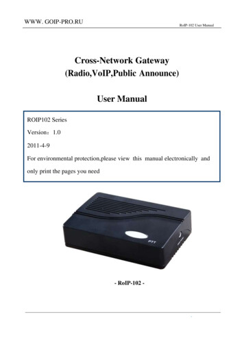 Cross-Network Gateway (Radio,VoIP,Public Announce) User Manual