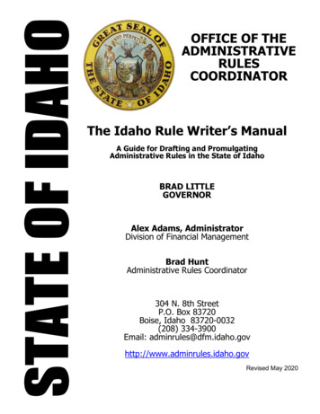 Rule Writer Manual - Idaho