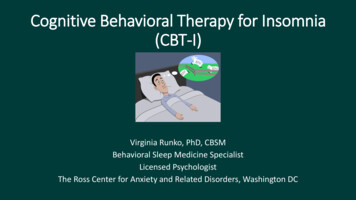 Cognitive Behavioral Therapy For Insomnia (CBT-I)