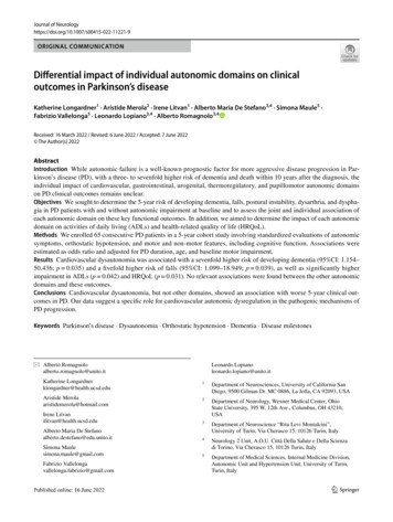 Differential Impact Of Individual Autonomic Domains On Clinical .