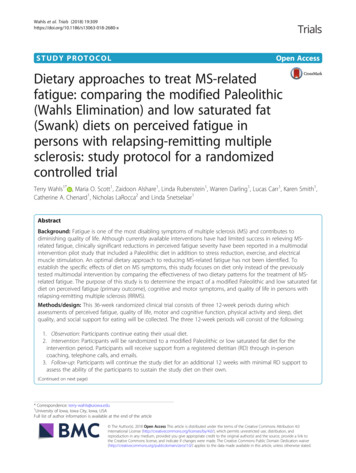 STUDY PROTOCOL Open Access Dietary Approaches To Treat 