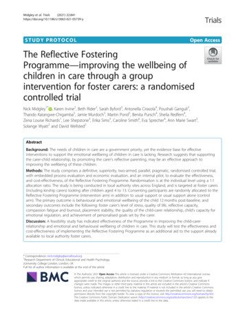 The Reflective Fostering Programme—improving The Wellbeing Of Children .