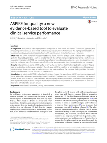 ASPIRE For Quality: A New Evidence-based Tool To . - BioMed Central