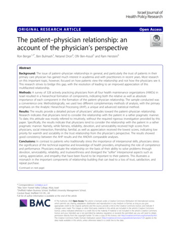 The Patient-physician Relationship: An Account Of The Physician's .