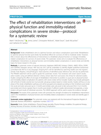 The Effect Of Rehabilitation Interventions On Physical .