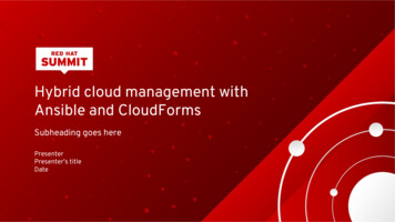 Ansible And CloudForms Hybrid Cloud Management With - Microsoft