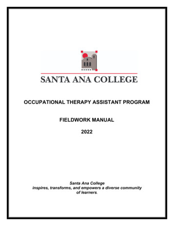 Occupational Therapy Assistant Program Fieldwork Manual 2022