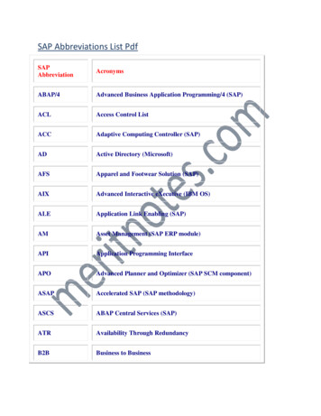 SAP Abbreviations List Pdf - MeritNotes