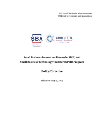 Small Business Innovation Research (SBIR) And Small Business Technology .