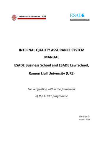 INTERNAL QUALITY ASSURANCE SYSTEM MANUAL ESADE Business School And .