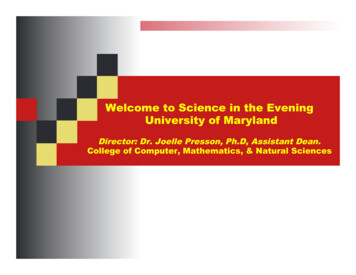 Welcome To Science In The Evening University Of Maryland