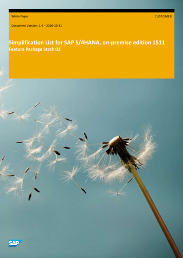 Simplification List For SAP S/4HANA, On-premise Edition 1511