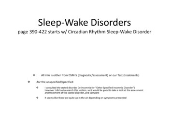 Sleep-Wake Disorders - Diagnosis Of Mental Disorders