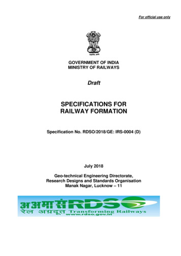 SPECIFICATIONS FOR RAILWAY FORMATION - Indian Railways