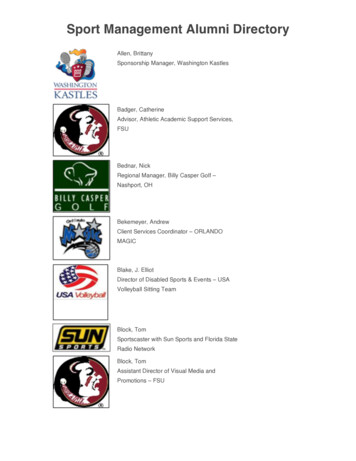 Sport Management Alumni Directory - Florida State University