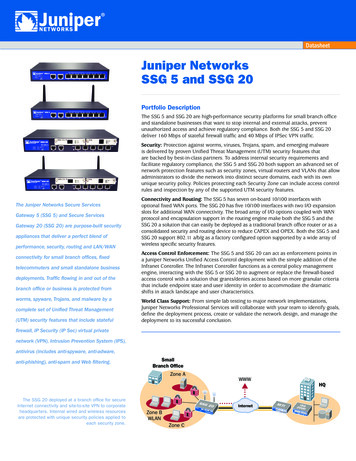 Juniper Networks SSG 5 And SSG 20 - MTMnet