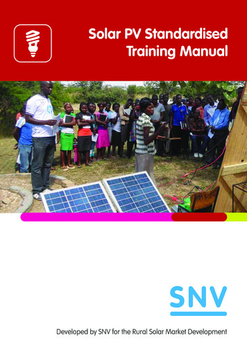 Solar PV Standardised Training Manual