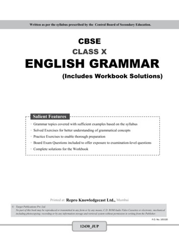 CLASS X ENGLISH GRAMMAR - Target Publications