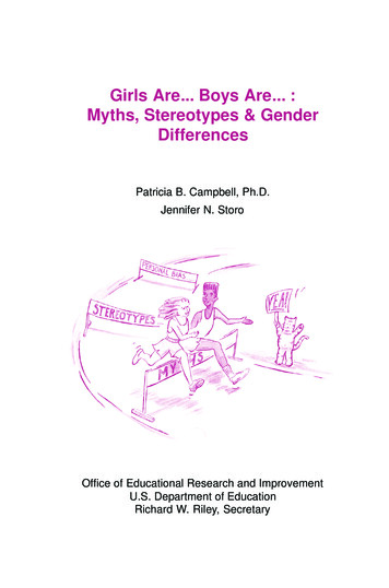 Girls Are Boys Are : Myths, Stereotypes & Gender Differences
