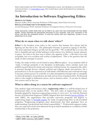 An Introduction To Software Engineering Ethics