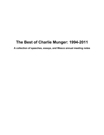 The Best Of Charlie Munger: 1994-2011 - ValuePlays