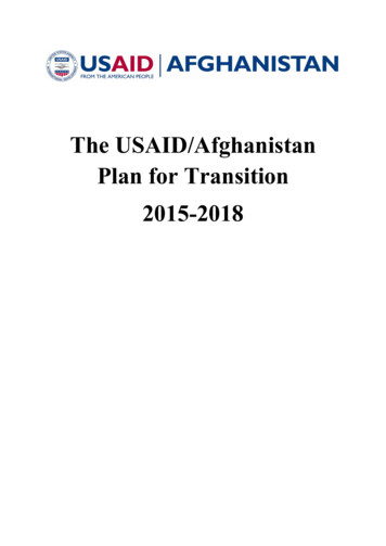 The USAID/Afghanistan Plan For Transition 2015-2018