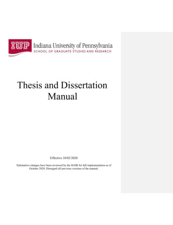 Thesis And Dissertation Manual