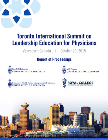 Toronto International Summit On Leadership Education For .
