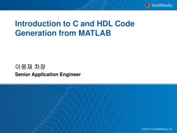 Introduction To C And HDL Code Generation From MATLAB