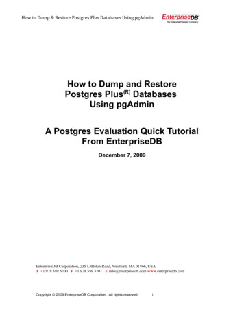 How To Dump And Restore Postgres Plus Databases Using PgAdmin