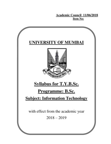 Syllabus For T.Y.B.Sc. Programme: B.Sc. - Vidyalankar Classes