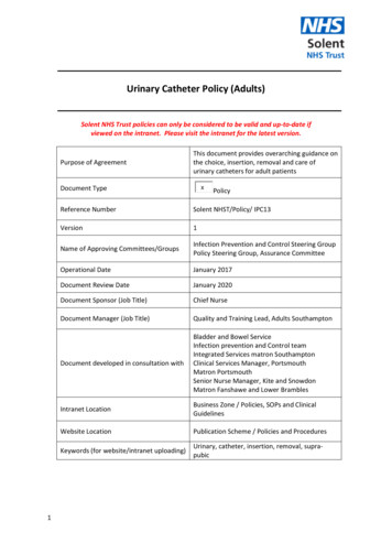Urinary Catheter Policy (Adults) - Solent
