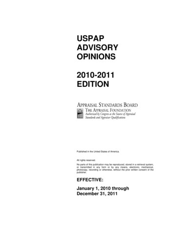 USPAP ADVISORY OPINIONS 2010-2011 EDITION