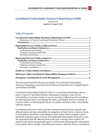 Coordinated Vulnerability Disclosure Reporting At ICANN