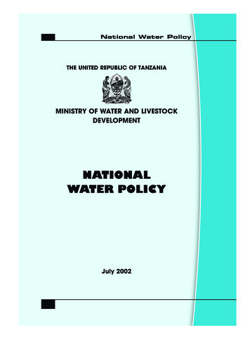 NATIONAL WATER POLICY - Tanzania Online Gateway