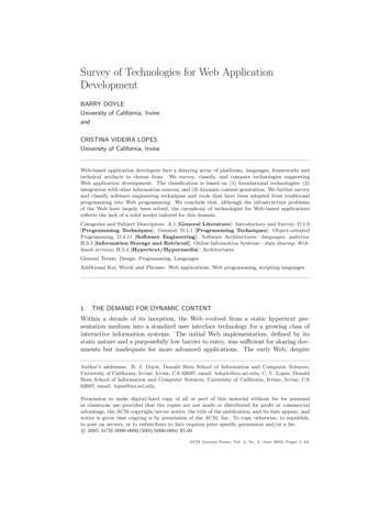 Survey Of Technologies For Web Application Development