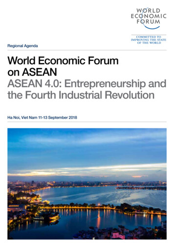 Regional Agenda World Economic Forum On ASEAN ASEAN 4.0 .