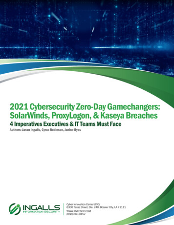 2021 Cybersecurity Zero-Day Gamechangers: SolarWinds, ProxyLogon .