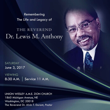 THE REVEREND Dr. Lewis M. Anthony