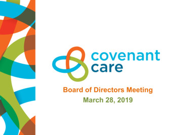 Board Of Directors Meeting March 28, 2019 - Covenant Hospice