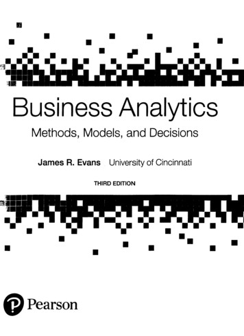 Business Analytics Methods, Models, And Decisions James R. Evans .