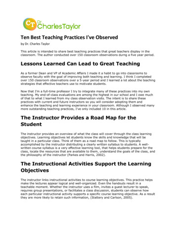 Ten Best Teaching Practices I've Observed - Dr. Charles Taylor