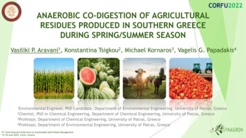 Corfu2022 Anaerobic Co-digestion Of Agricultural Residues Produced In .