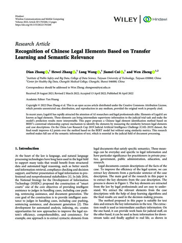 Recognition Of Chinese Legal Elements Based On Transfer Learning And .