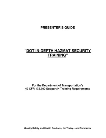 DOT IN-DEPTH HAZMAT SECURITY TRAINING - Marcom LTD